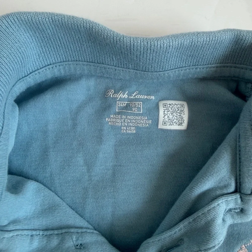 Ralph Lauren Baby Girl Ruffle Polo Dress in Blue Size 24 Months